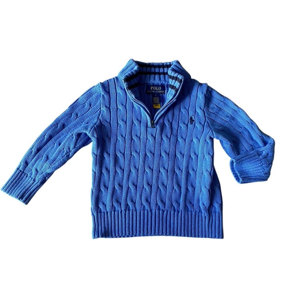 Polo Ralph Lauren Kids Cable Knit Quarter Zip Sweater Blue Size 2